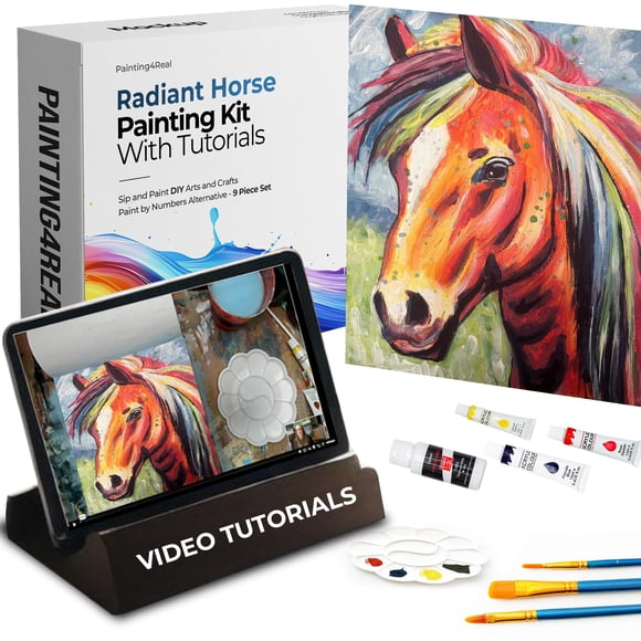 Kit de pintura acrílica DIY Caballo Radiante Painting4Real de 9 piezas