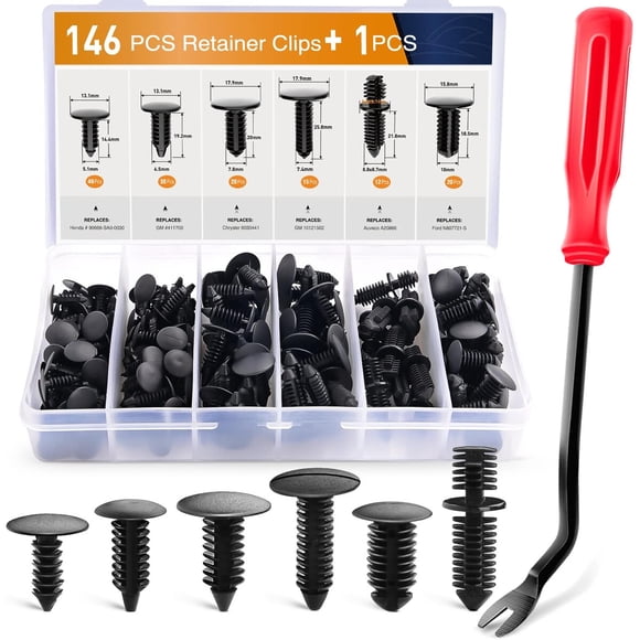 Clip Retenedor de Nylon Protector de Parachoques GOOACC 146 Piezas Negro