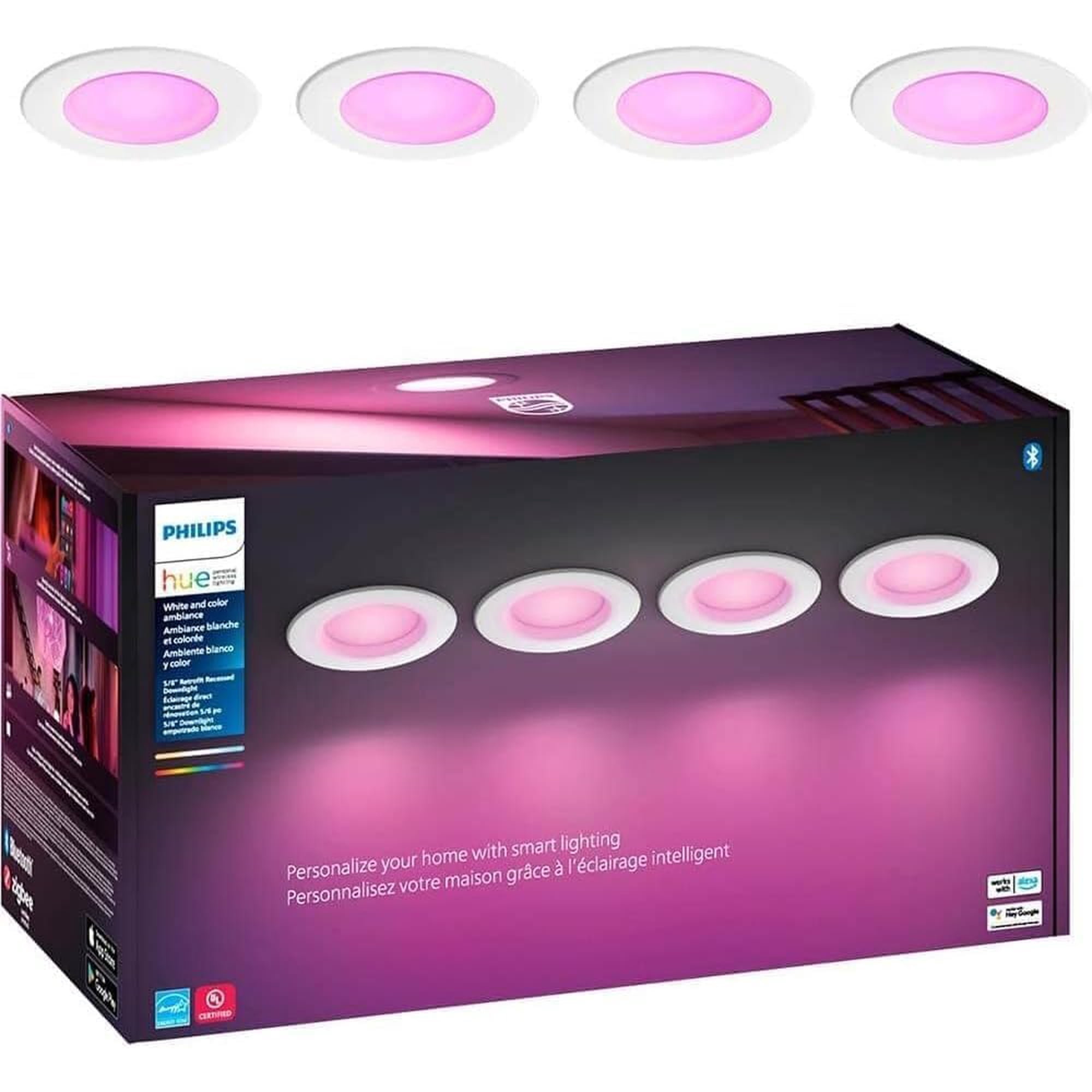Downlight Led Inteligente Philips Hue Blanco/color 5/6 Pulgadas, Paquete De 4