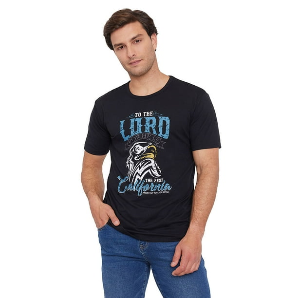 Polera Hombre Fun Focal Print Negro Corona