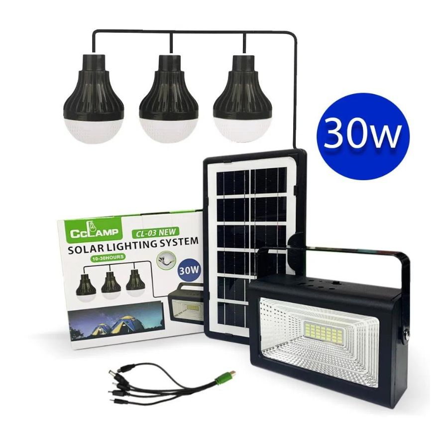 Click Ventas - Kit Camping Solar 30W Usb Con 3 Ampolletas