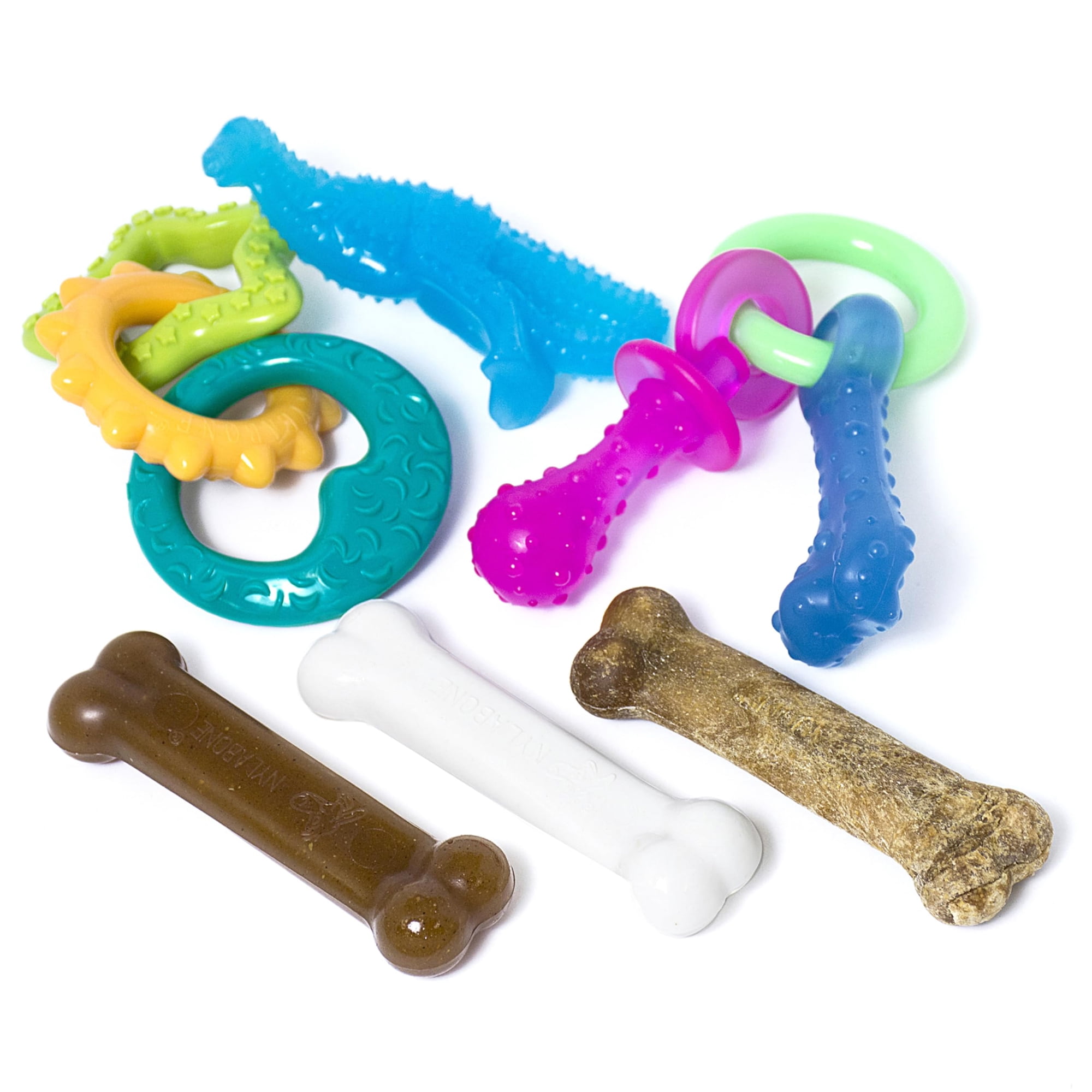 Kit De Iniciación Para Cachorros Nylabone, 5 Juguetes Para Masticar, 1 Golosina Natural