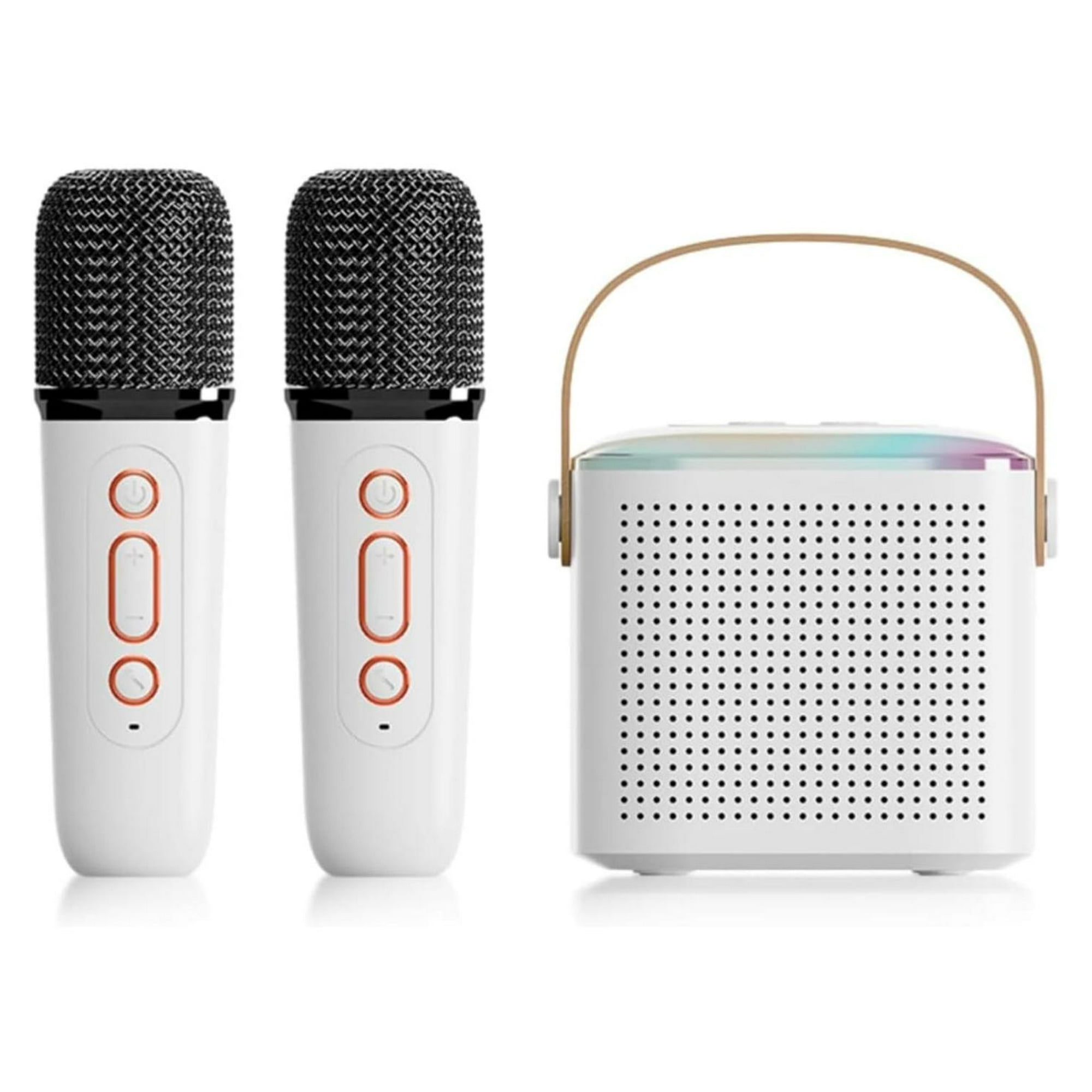 Genérico - Parlante Bluetooth Con Luces + 2 Micrófonos Inalámbricos Blanco