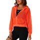 thumbnail image 4 of INSPIRE CHIC Chaqueta con puños acanalados de Halloween para mujer, sudadera con capucha, chaqueta bomber de malla M Naranja, 4 of 6