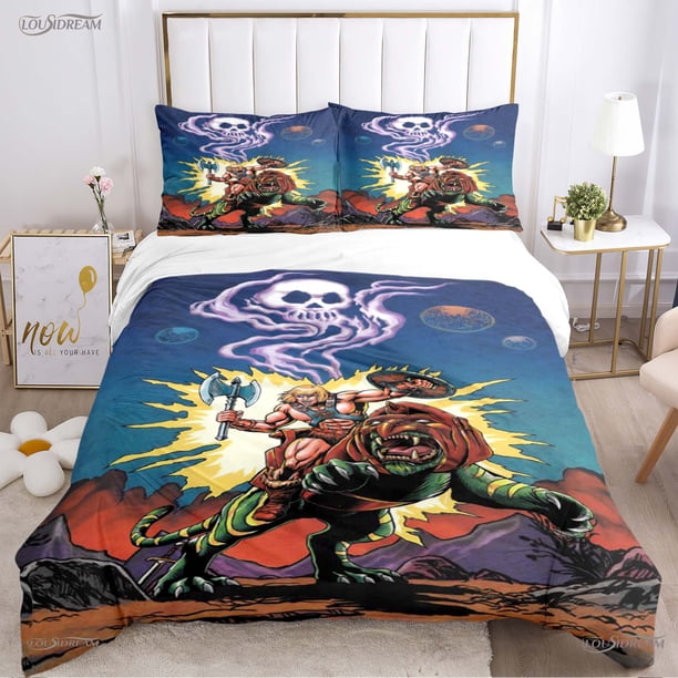 He-man masters Cartoon Anime All Season Duvet Cover Beding Sets Soft Quilt Cover and Pillowcases Teen Single/Double/Queen/ Bed Sheets