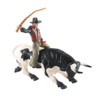 Magideal - Figuras De Tauromaquia Escultura De Equitación Decoración De Habitación Coleccionable Vaquero Occidental Juguete Educativo Animal Ganado Estatua Regal Blanco Negro