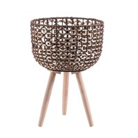 Ioensy - Soporte De Planta De Cesta Tejida Con Patas, Maceta Para Salón De Apartamento