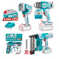 Kit Pistola Calor, Lámpara Y Clavadora Inalámbrica 20V Total