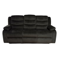Casa Factory - Sofa Reclinable Relaxline 3 Cuerpos Chocolate Oscuro Posa Vaso Felpa