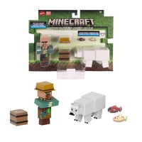 Figura De Acción Mattel Minecraft Pescador Y Oso Polar 3.25 Pulgadas