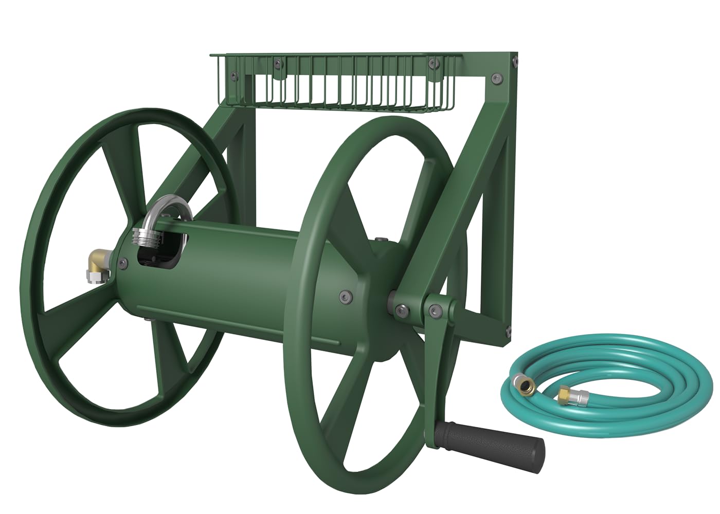 Carrete De Manguera De Jardín Montado En La Pared Artigarden Triangle Green