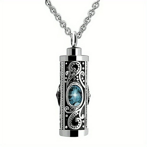 Memorial Pendant Necklace for Ashes with Flower - Stainless Steel Jewelry for Remembrance and Healing