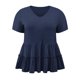 thumbnail image 4 of GRACE & GRANDEUR Blusas de Mujer Talla Grande para Pascua, Tops Babydoll Texturizados con Volantes, Cuello en V, Manga Corta, Ajuste Holgado Casual, Peplum de Verano 1X Azul Marino, 4 of 6
