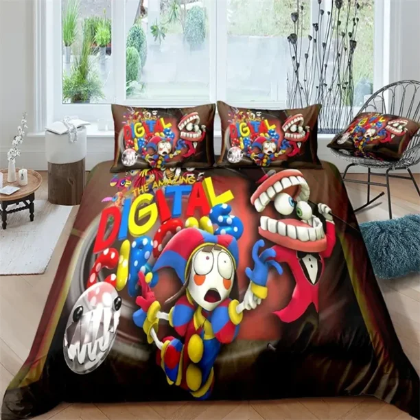 THE AMAZING DIGITAL CIRCUS Cartoon Bedding Set Double Twin King Duvet Cover Comforter Pillowcase Boys Girls Adults Bedroom