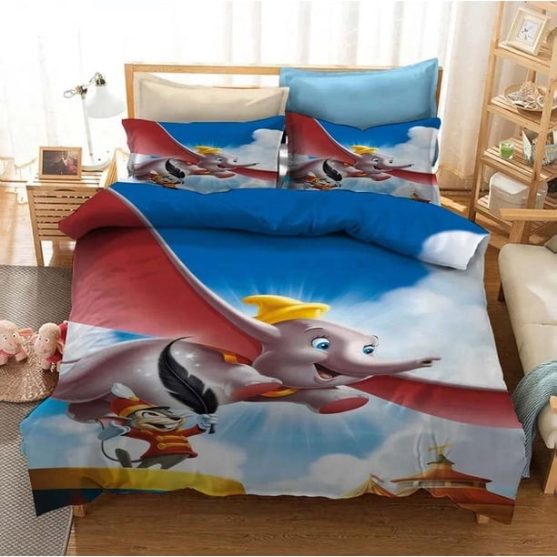 3D Print Lovely Dumbo Flying Baby Elephant Bedding Set Comforter Sets Anime Quilt Cover king Queen Size Kids Adult Bedding Sets Bed Sheets