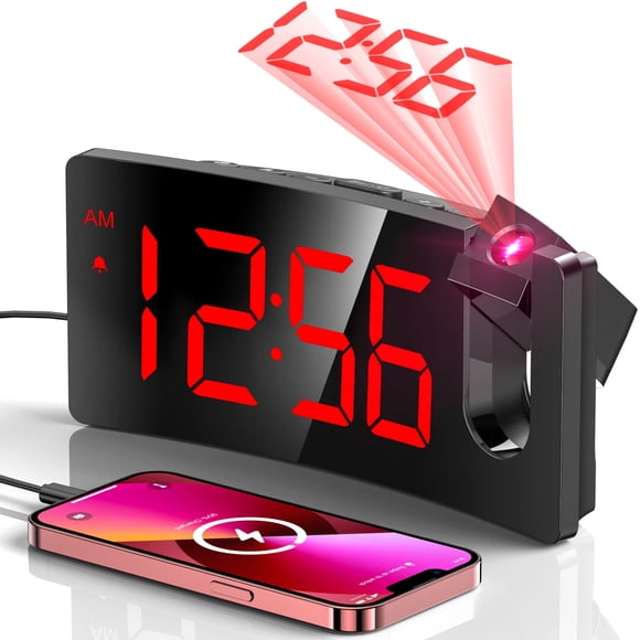 Reloj despertador de proyección GOLOZA, reloj digital con rotación de 180°