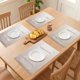 thumbnail image 3 of Juego de 6 manteles individuales de granja de plástico para decoración de mesa de comedor, mantel de cocina lavable con patrón romboide beige 17.7*11.8 pulgadas, 3 of 6