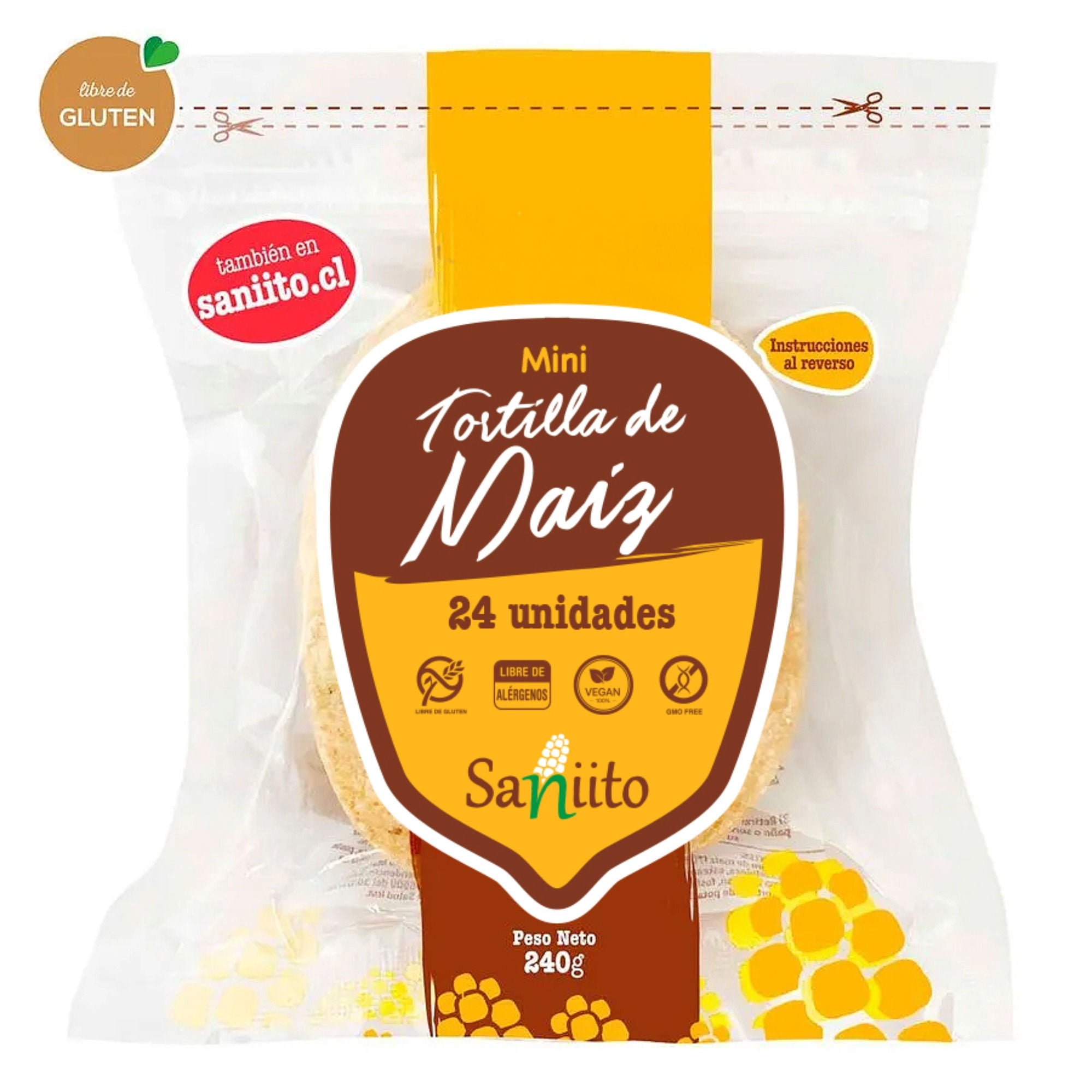 Tortilla De Maíz Sin Glúten Mini 1 Un 240 g Saniito