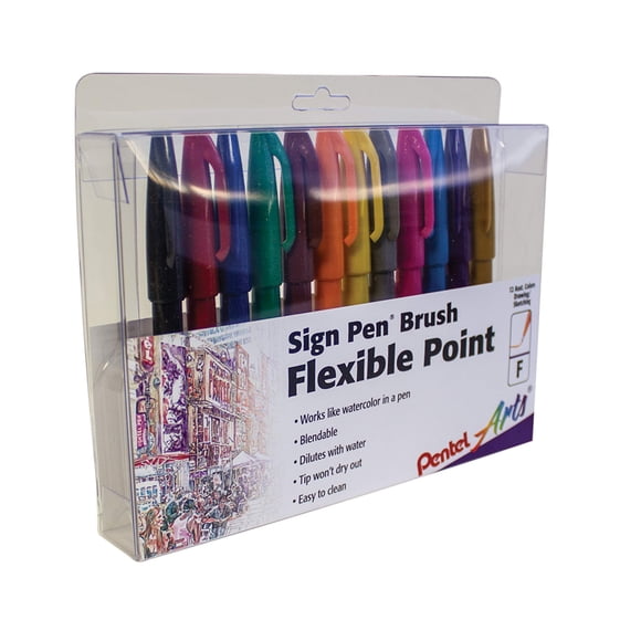 Rotulador Pentel Arts para letreros Touch Fude Brush, 12 colores
