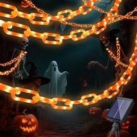 Xusx111 - Decoración De Luces De Cadena De Cadena De Halloween Solar, Luces De Plástico Naranja Led De 9,8 Pies Actualizadas Con 8 Modos De Iluminación Para La Decoración Espeluznante De La Casa Embru