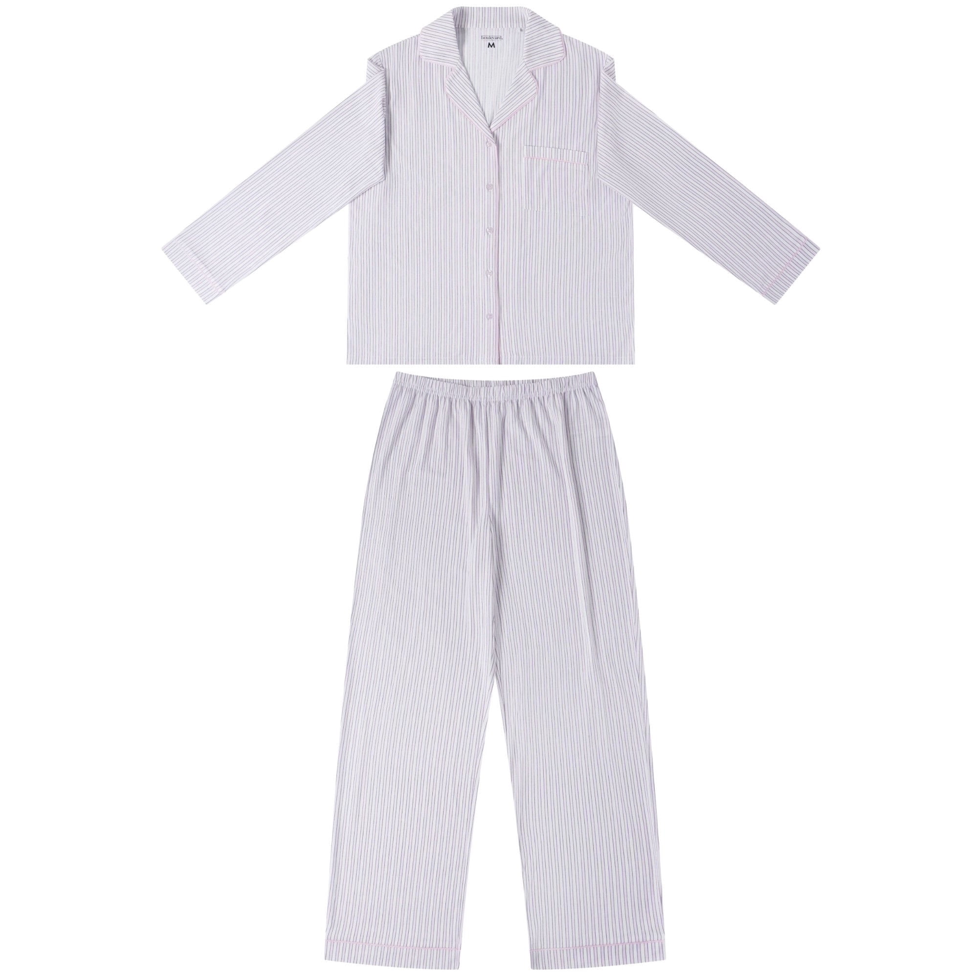 Boulevard - Pijama Mujer Button Lineas Rosadas Talla S