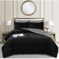 Mundo Shopping - Cobertor Con Chiporro Lineal 2 Plazas Color Negro <