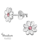 thumbnail image 2 of Pendientes de flor de plata con cristal, 2 of 2