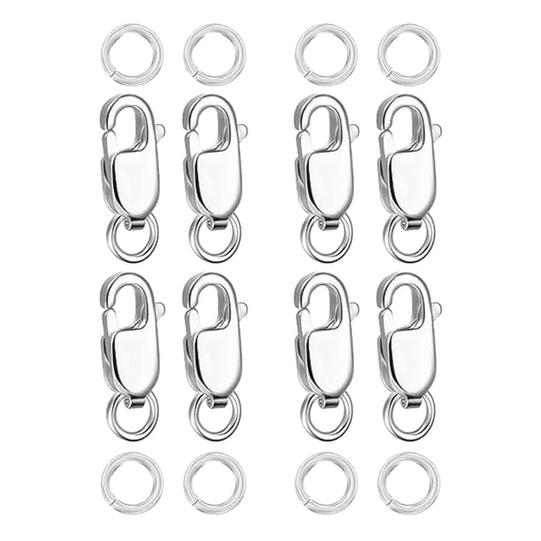 8x Suministros para Hacer Joyas con Cierre de Garra de Langosta, Collar, Llavero, Fabricación de Tobillos, Adornos de Gancho de Sujeción, Accesorios H plata