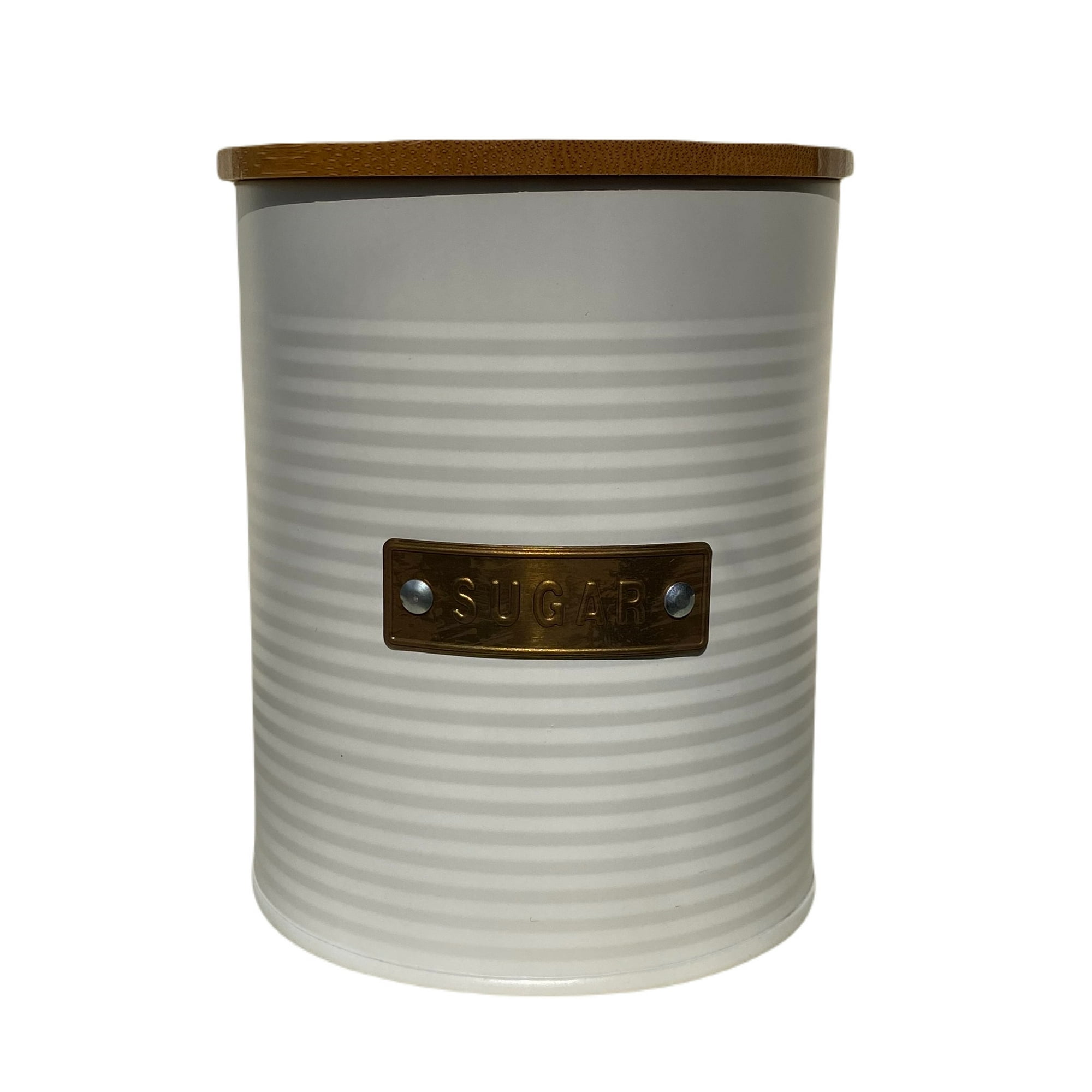 Decogreen - Canister Blanco Placa Dorada Sugar13x11