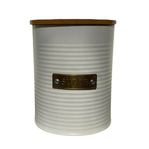 Decogreen - Canister Blanco Placa Dorada Sugar13X11