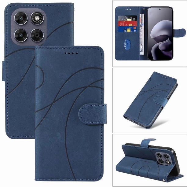 Funda tipo cartera con tapa para Motorola MOTO G77 5G con tarjetero, soporte y cubierta magnética Azul