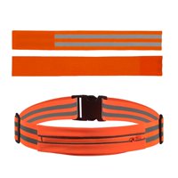 Ioensy - Cinturón Reflectante Cinturón Elástico Brillante Soporte Para Teléfono Cinturón Para Corredores Bolsa Correa De Seguridad 1 Cinturón Y 2 Brazaletes Naranja