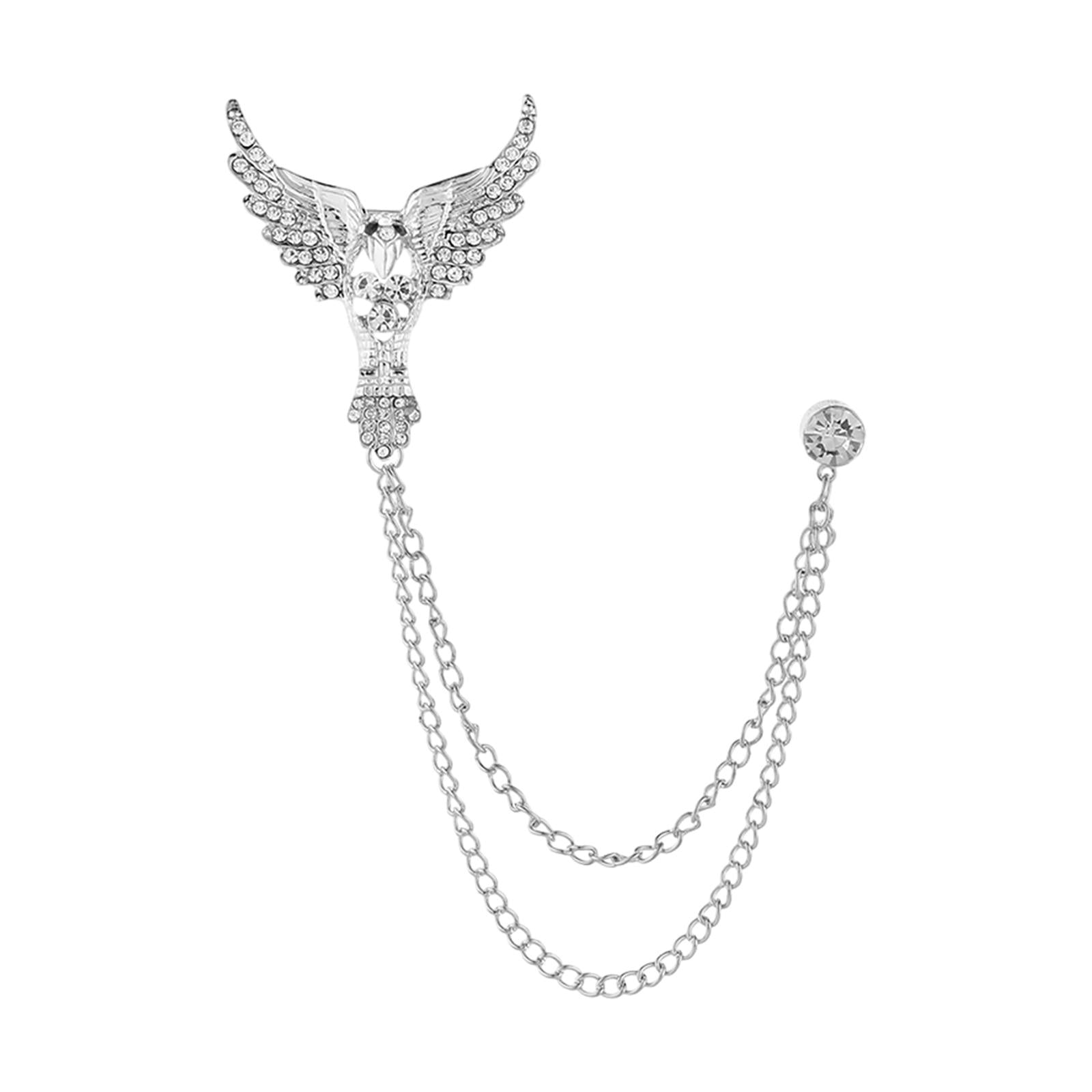 Ioensy - Broche De Traje Con Cadena De Metal Para Hombre, Broche De Solapa Para Vestido, Accesorios De Esmoquin