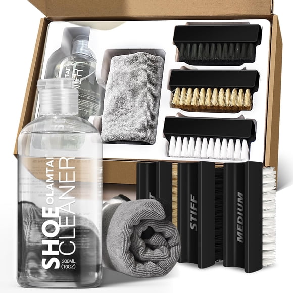 Kit Limpiador De Zapatos Sneaker 300 Ml Con 3 Cepillos Y Toalla