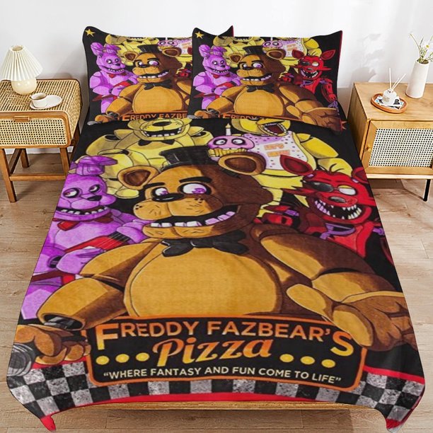 x546 Five Nights at Freddy's Bed Duvet Cover Microfiber Bedding Sets 3D Printed Lightweight 3 Piece Comforter Sets, 1 Duvet Cover And 2 Pillow Shams for Kids Boys Girls 90"x90" jn546