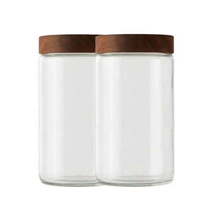 Set 2 Frascos Vidrio Con Tapa De Madera De 1000Ml Allegra