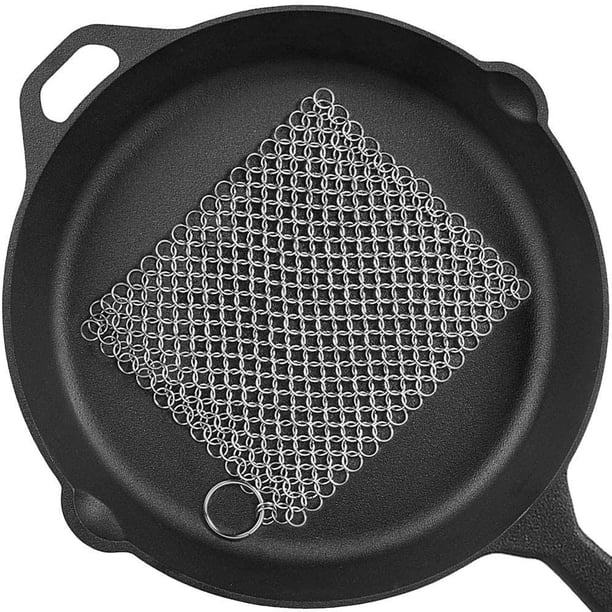 Limpiador De Hierro Fundido Chainmail Scrubber Acero Inoxidable 20 X 15 Cm