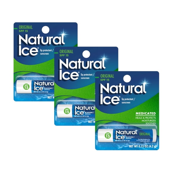 Bálsamo labial Mentholatum Natural Ice FPS 15, paquete de 3