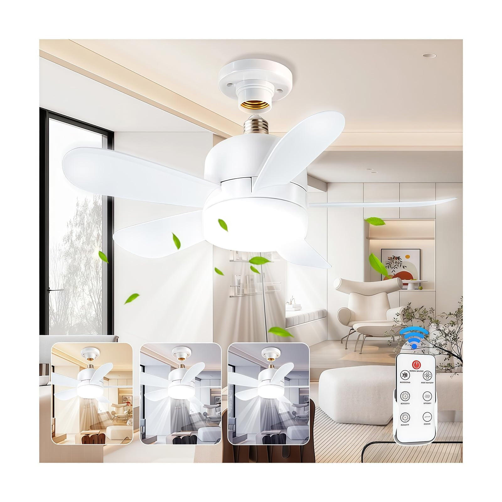 Generic - Ventilador De Techo Con Luz Y Control Remoto De 16 Pulgadas (40 Cm)