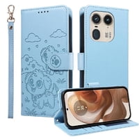 Funda Billetera Foxdock Compatible Con Motorola Edge 50 Ultra 5G, Diseño Perrito Tierno, Ranuras Para Tarjetas Y Soporte Plegable
