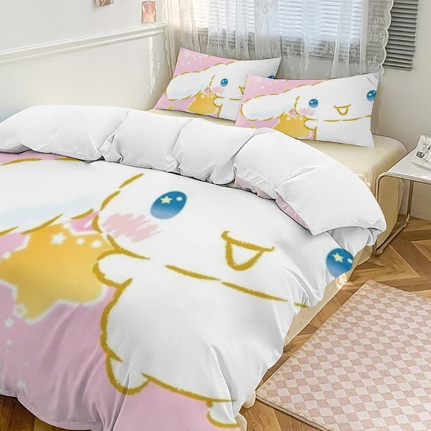 Cinnamoroll 3-Piece Twin Bed Set - Includes 1 Single Comforter And 2 Pillowcases Bedding - Fade Resistant Microfiber - Cinnamoroll