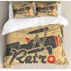 thumbnail image 1 of Vintage Airplane Duvet Cover Set King Size Retro Flight Emblem with Old Plane Rock Style Quilt Cover Brown Polyester Bedding Set, 1 of 5