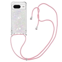 Funda Foxdock Para Google Pixel 8 Con Cuerda Ajustable, Brillo Líquido, Protección Antigolpes Y Lente – Ideal Para Regalo