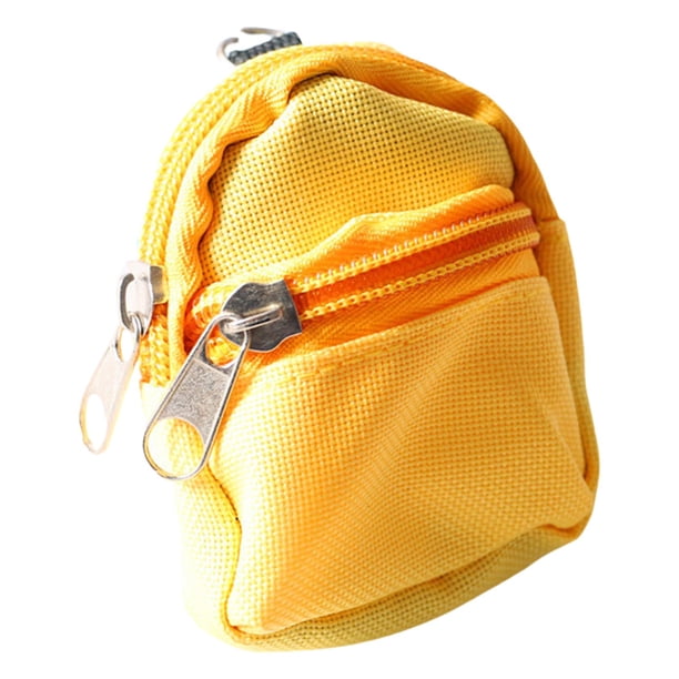 Bonita mochila de muñeca en miniatura, juguete de simulación, mochila escolar pequeña, escena de juguete DIY para decoración de casa de muñecas, acces amarillo