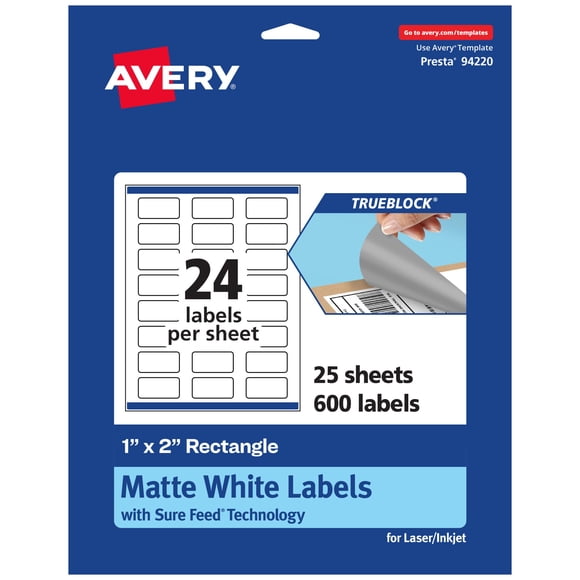 Label Avery TrueBlock Matte White 1x2 cm 600 Láser/Inyección de tinta