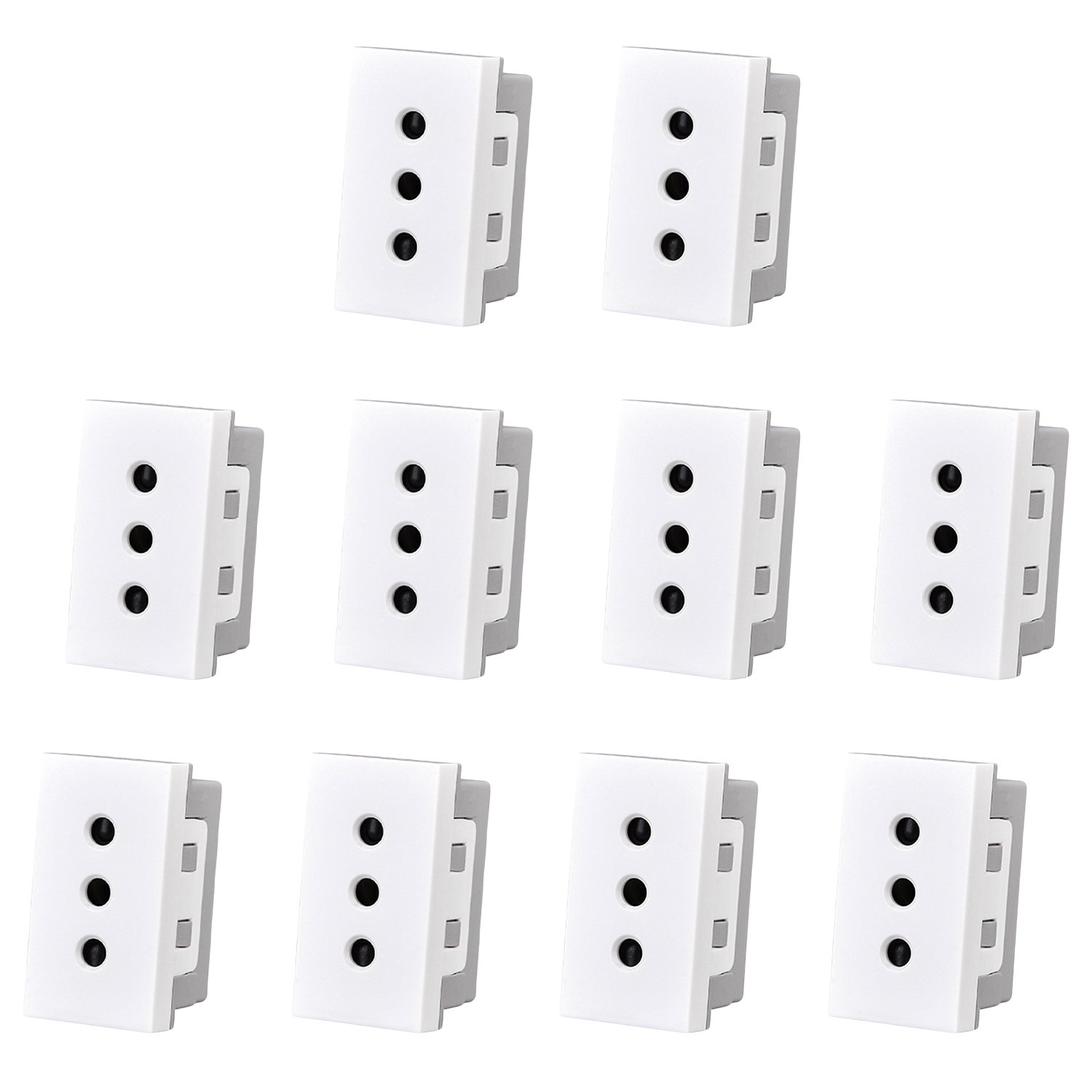 Genérico - Pack 10 Modulo Tomacorriente 10a 250v Blanco