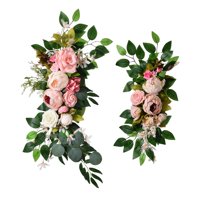 Magideal - 2X Arco De Flores Artificiales Rústicas Decoración Arco Floral Artificial Decorativo Arreglo Floral Para La Recepción De La Ventana Fondo De La Pared Rosa