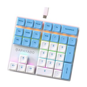 Bothyi - Teclado Numérico Con Cable De 33 Teclas, Mini, Fácil De Usar, Para Cajero, Negocios Financieros, Eje B Cian