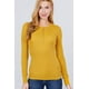 thumbnail image 1 of Saronite Camiseta Térmica Básica de Manga Larga con Cuello Henley de Algodón Acanalado, Color Mostaza Intenso (para Mujer), 1 of 4