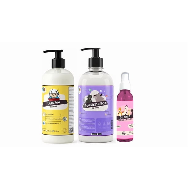 Shampoo + Acondicionador De Avena 1 Litro + Colonia Mascotas